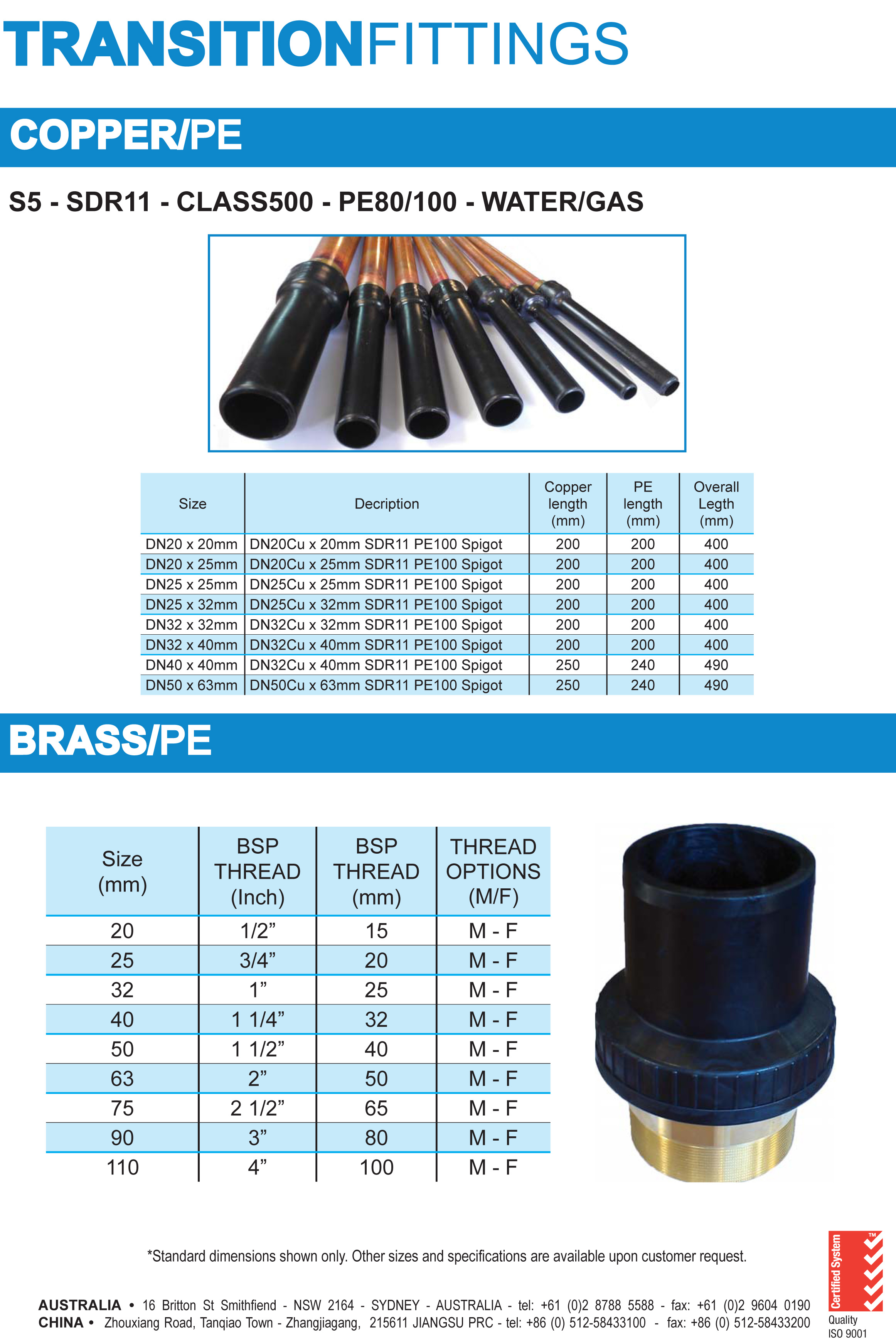 TRANSITION FITTINGS